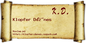 Klopfer Dénes névjegykártya